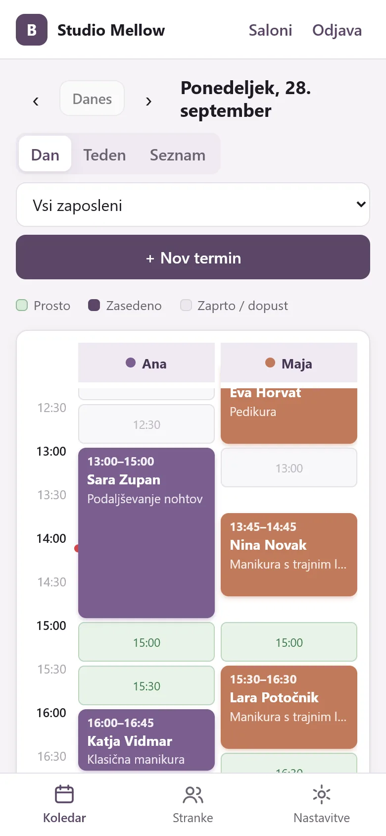 Koledar salona na telefonu